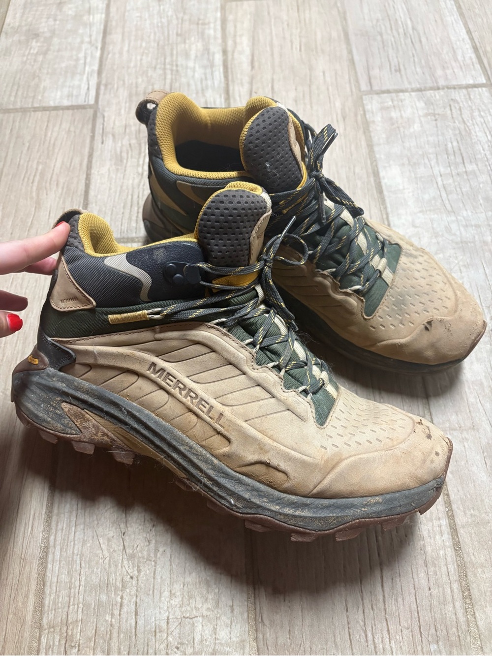 Merrell Men’s Tan and Green Trail Boots